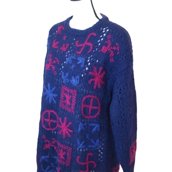 Internationale‎ Handknitted Sweater Dress Blue L - Picture 4 of 9